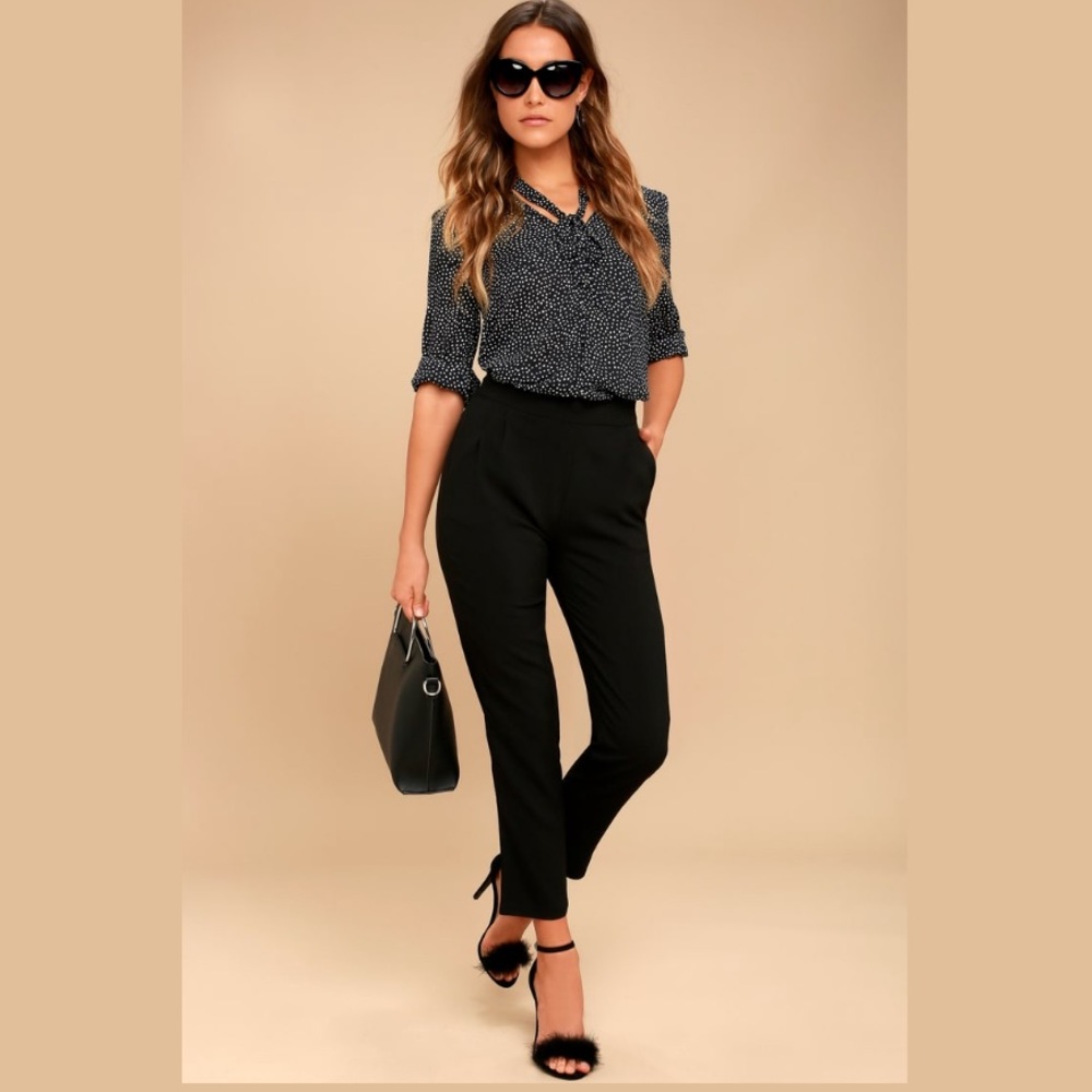 Kick It Black High-Waisted Trouser Pants